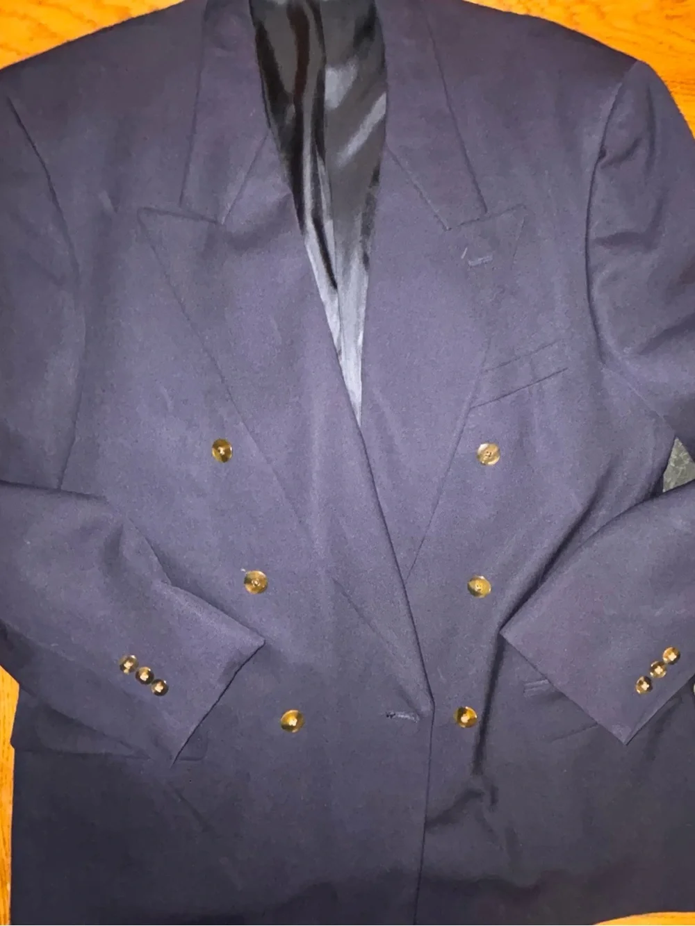 Vintage Givenchy Double-Breasted Dark Navy Suit Jacket Size 46L Wool